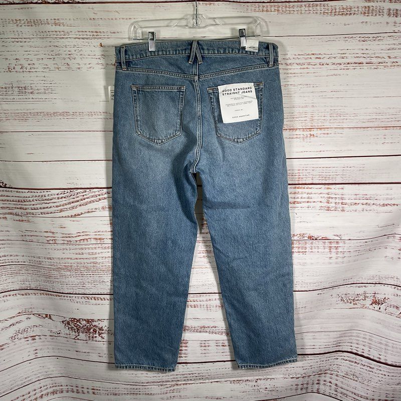 NWT Good American Good Standard Straight Leg Mid Indigo Denim Jeans - Size 8