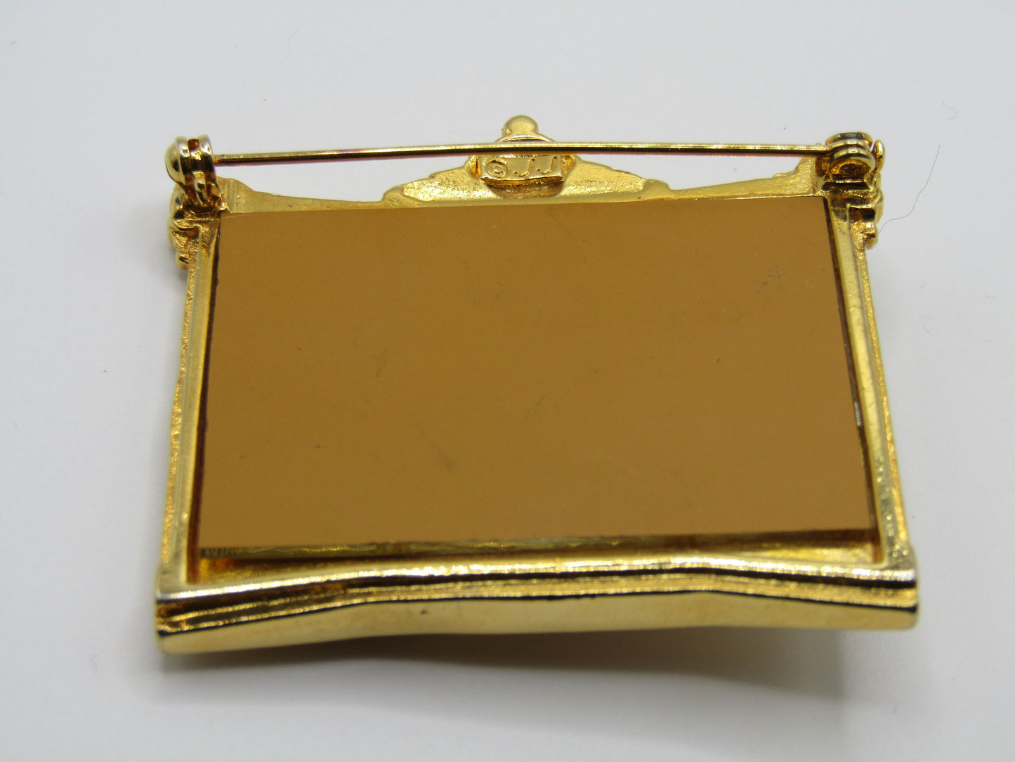 Jonette Jewelry Gold Plated Dog Looking in The Mirror Brooch Pin