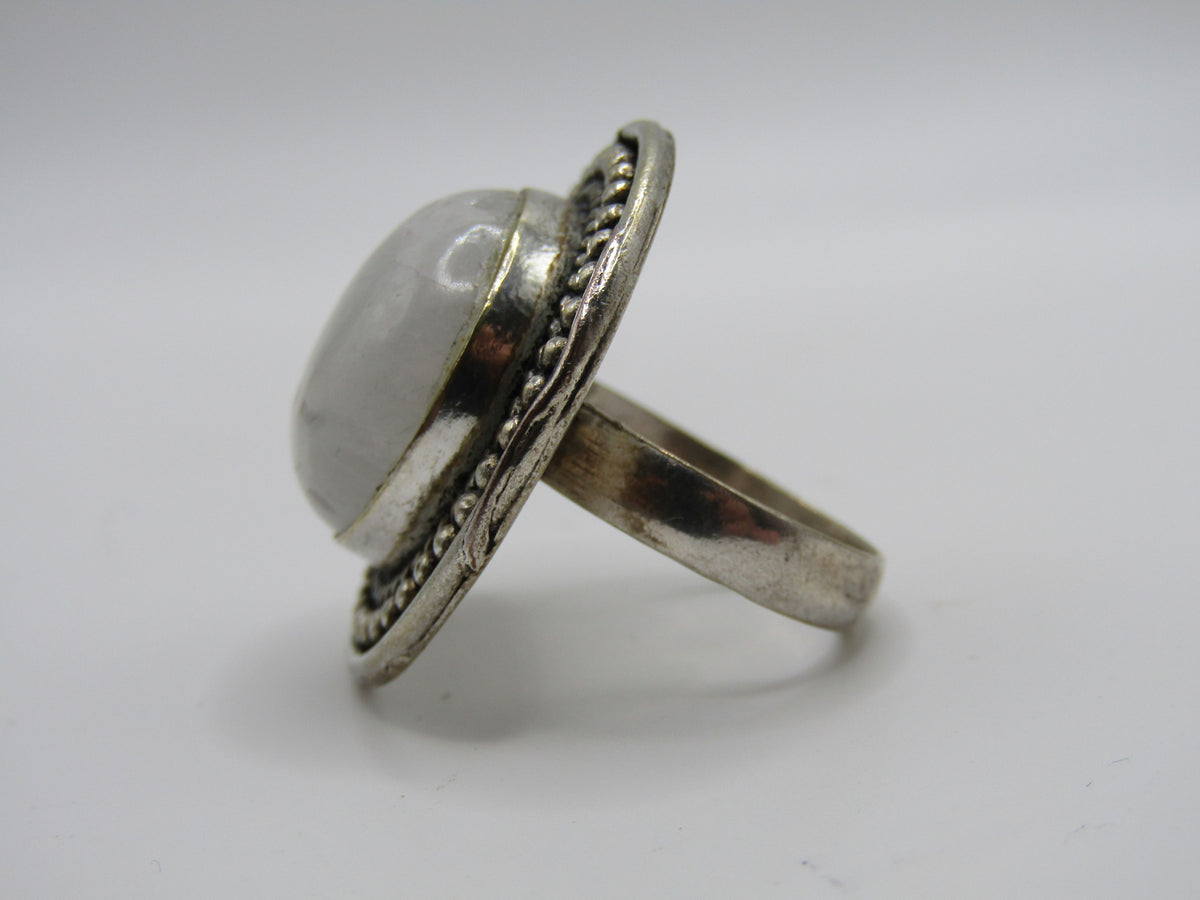 Artisan Handcrafted Sterling Silver Moonstone Cabochon Ring Size 9