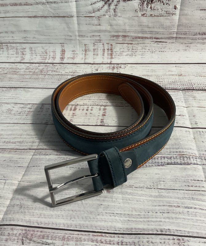 GP & Max Italian Leather Vera Pelle Men's Blue & Brown Leather Belt Size 53