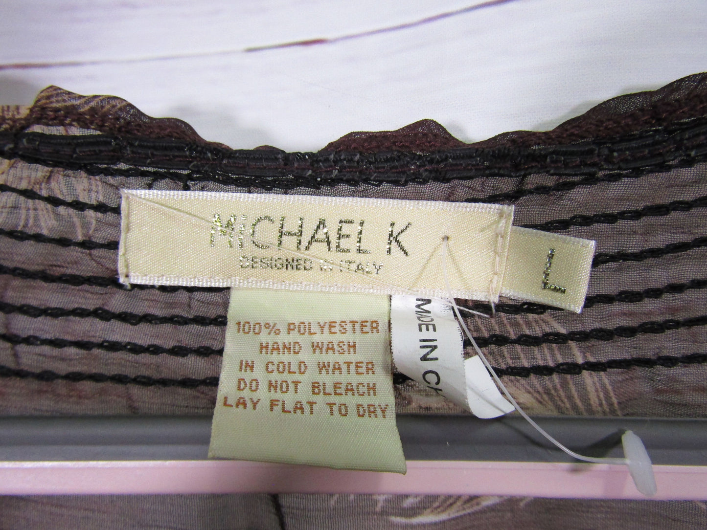 Michael K Women's Multi-Color Feather Print Blouse Size L