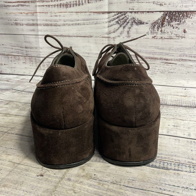 Robert Clergerie Brown Suede Wedge Oxford Casual Shoe Women's Size 10.5 US