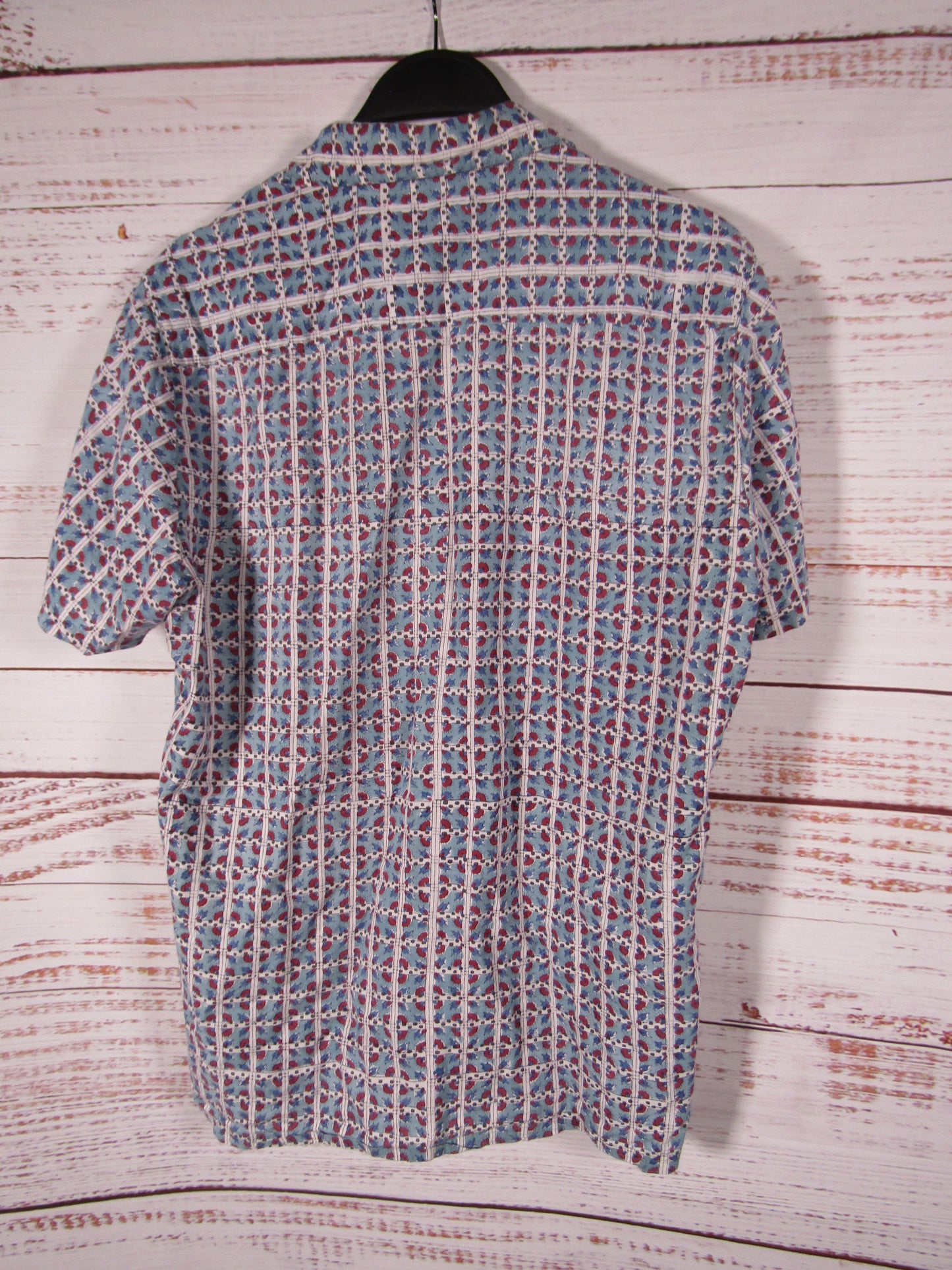 Anokhi Men's Multi-Color Block Print Short Sleeve Shirt Size XS