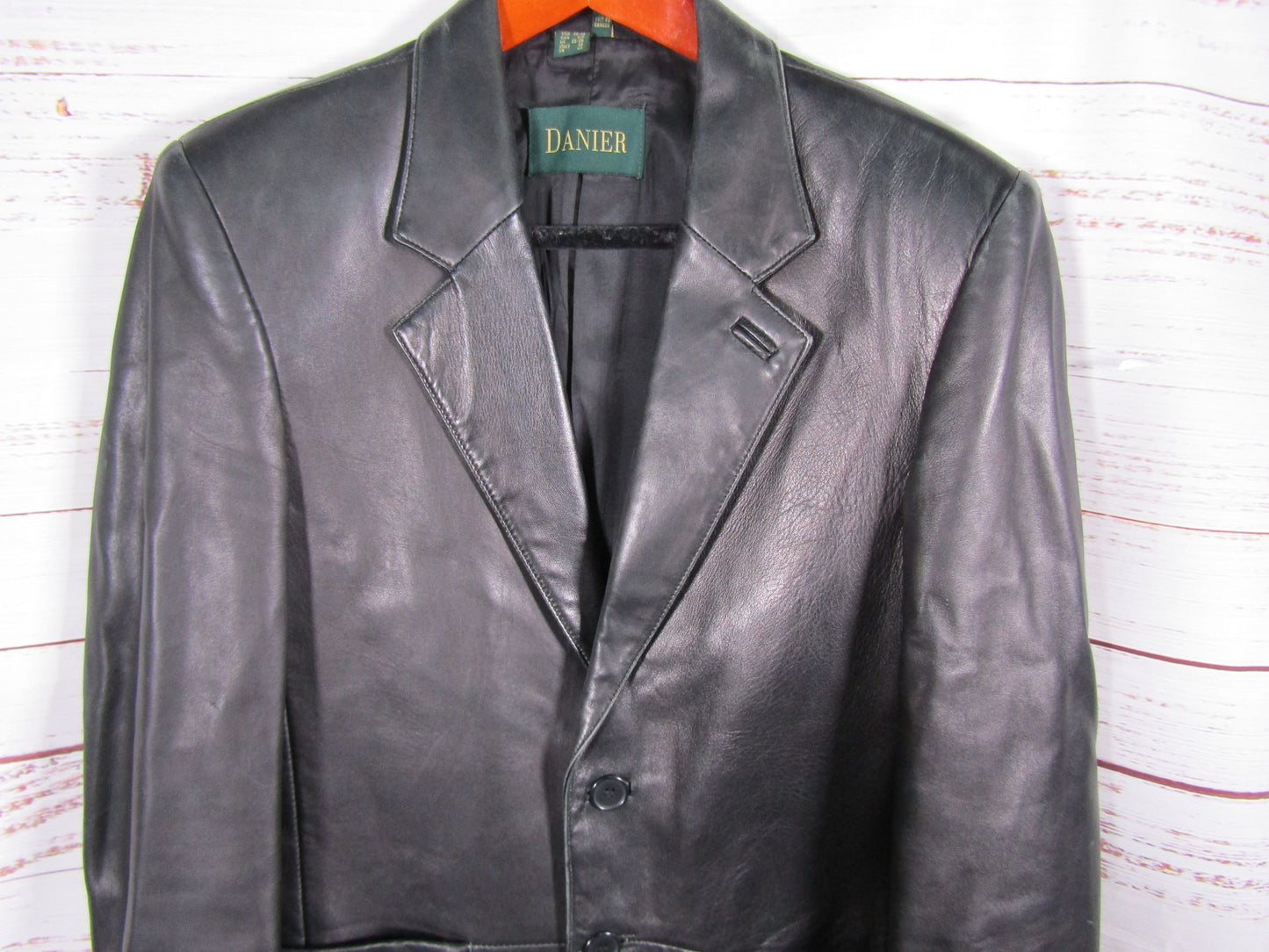 Danier Men's Black Leather Blazer Jacket Size 36 - 38 Made in Canada
