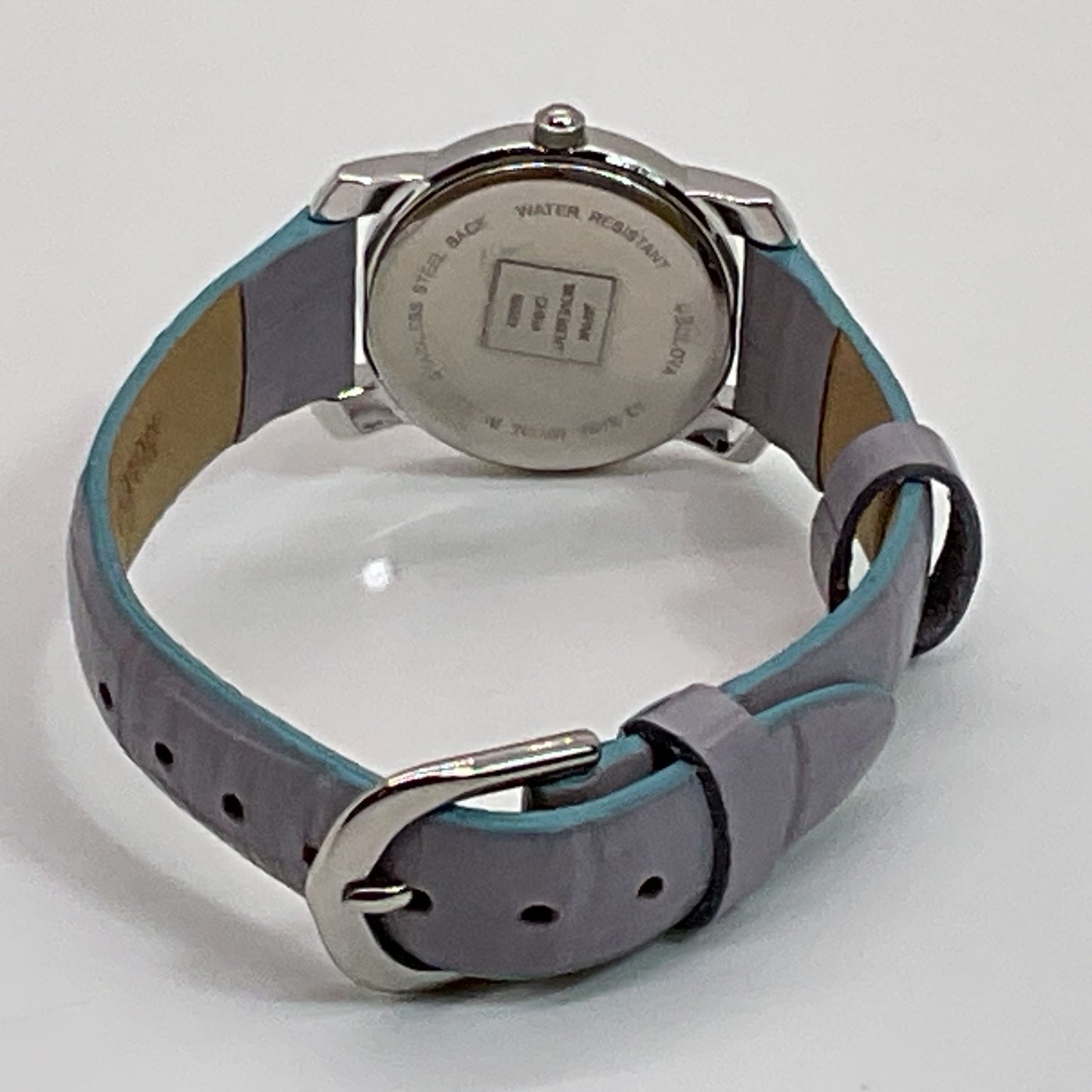BULOVA Mother of Pearl Face Lavender Leather Band Women's Watch- NEEDS BATTERY