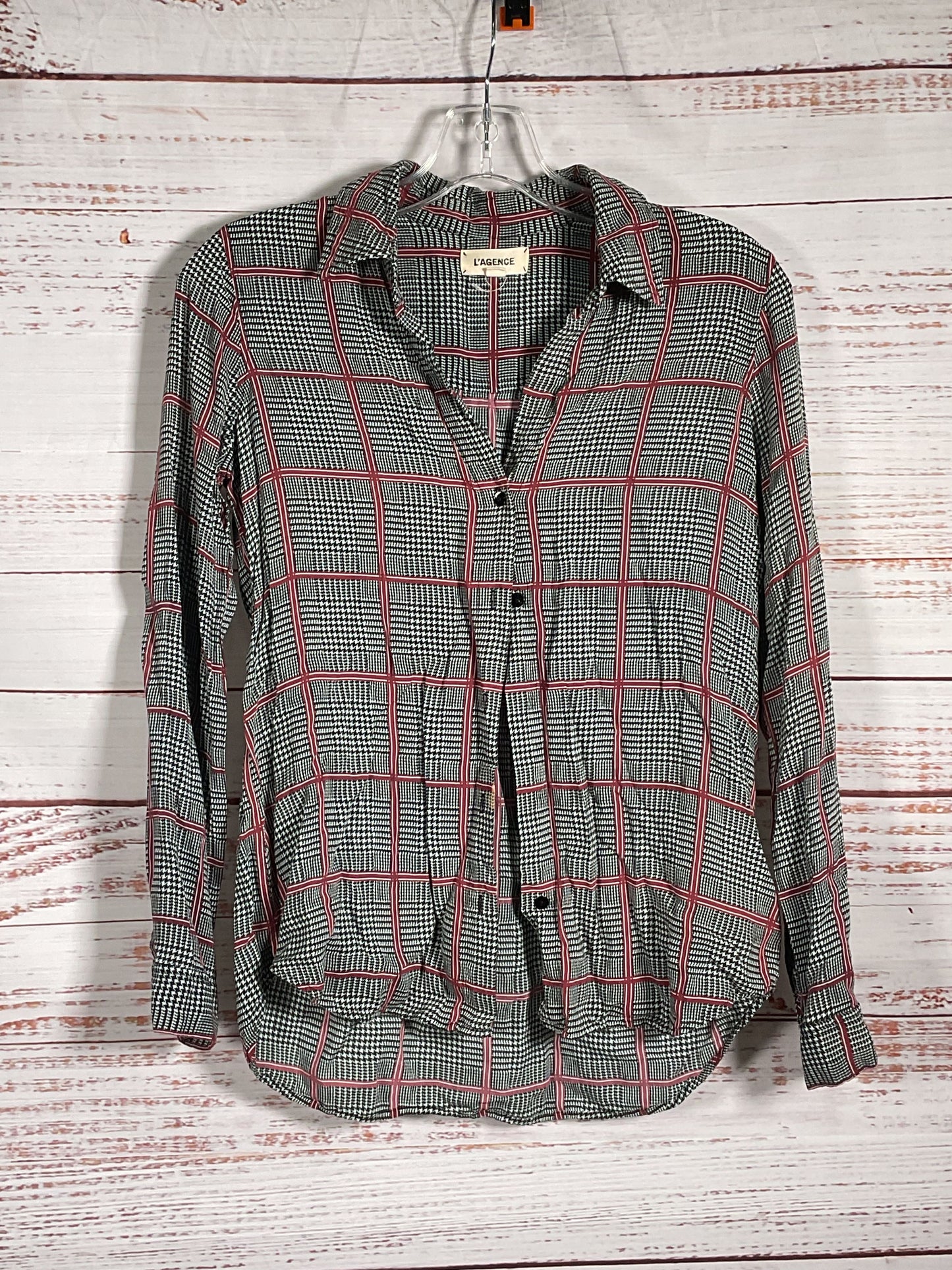 L'Agence Checkered Long Sleeve Blouse - Size XS