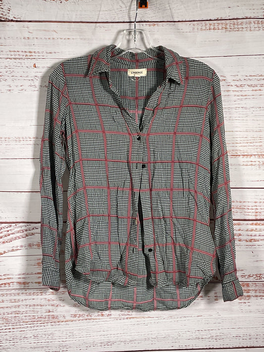 L'Agence Checkered Long Sleeve Blouse - Size XS