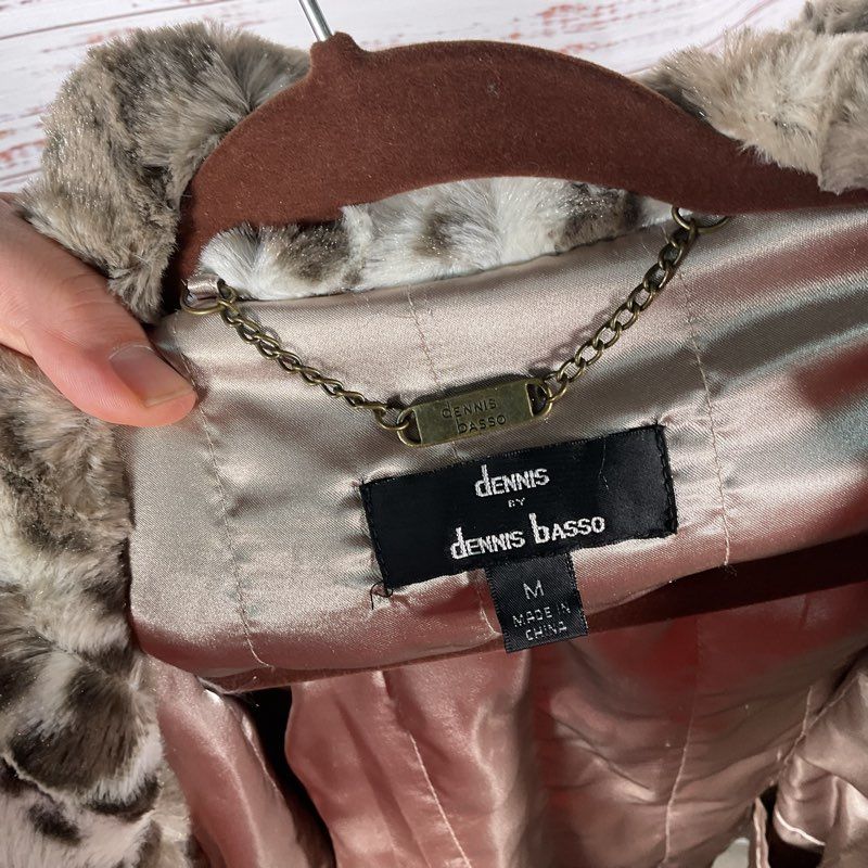 Dennis Basso White/Gray Snow Leopard Print Faux Fur Jacket - Size M