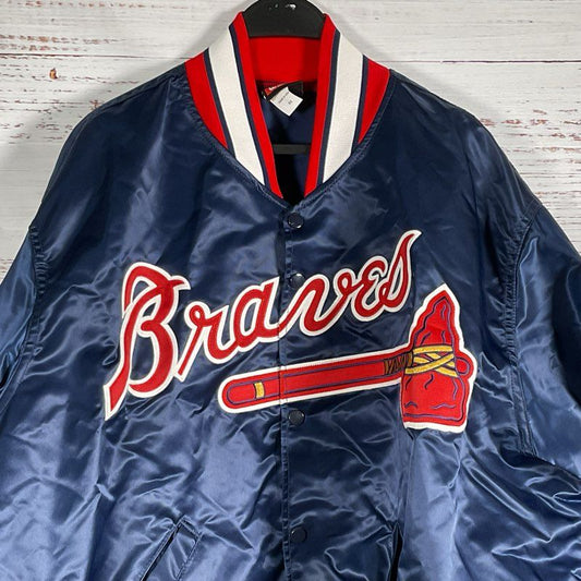 VTG. WILSON Atlanta Braves Blue Satin Bomber Jacket- SZ 52