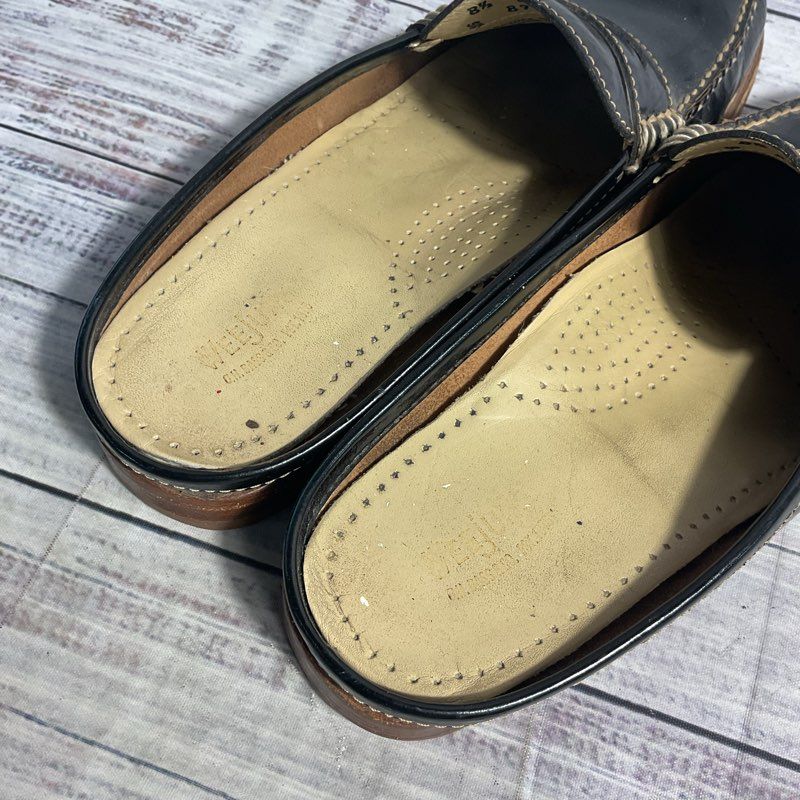 Weejuns Black Leather Contrast Stitch Mule Penny Loafers Women's 8.5