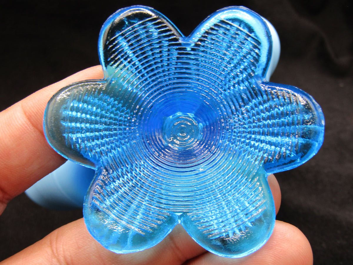 George Davidson & Co. Lady Caroline Blue Pearline Glass Tri-Handle Posy Vase