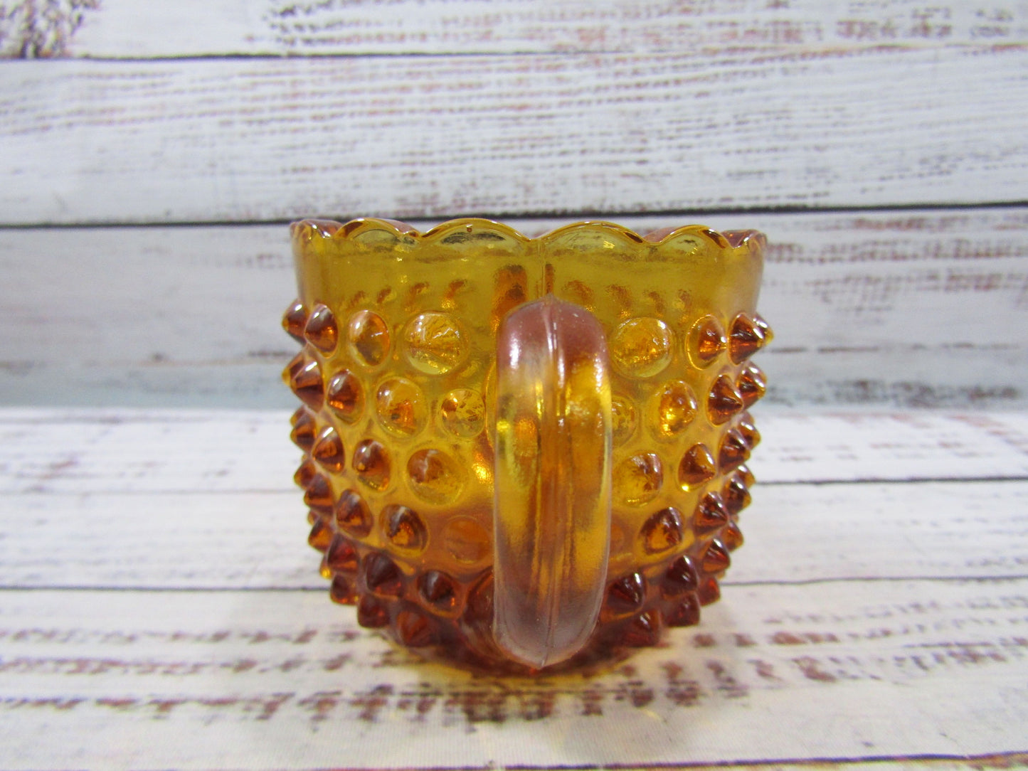 Vintage L.E. Smith Hobnail Amber Glass Creamer & Sugar Bowl