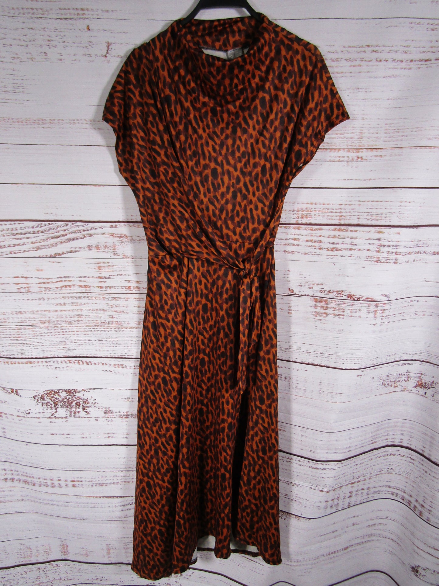 ASOS Women's Brown Leopard Print Open Back Dress Size 10 Made in The UK