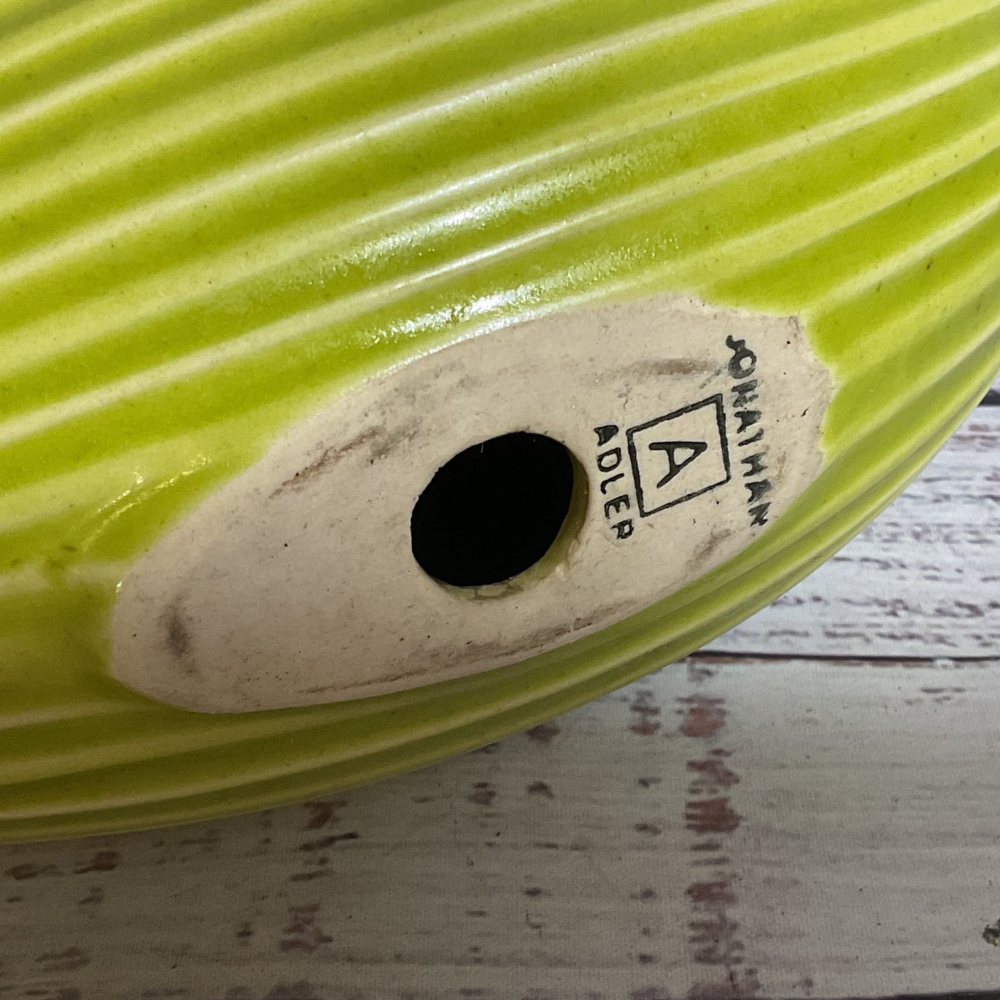 JONATHAN ADLER Puffer Blow Fish Green Menagerie Series Sculpture 9.25" (DAMAGED)