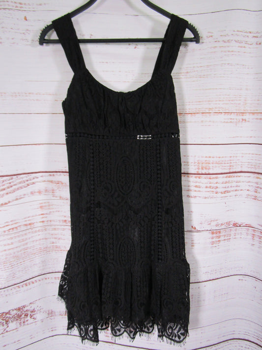 Aqua Women's Black Floral Lace Sleeveless Dress Size XS