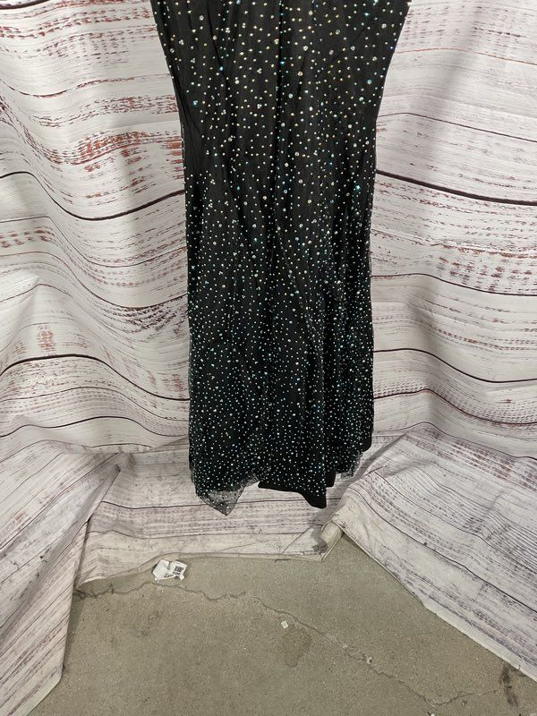 NEW Aqua X Wicked Embellished Twist Maxi Dress Size XS In Black Rhinestones