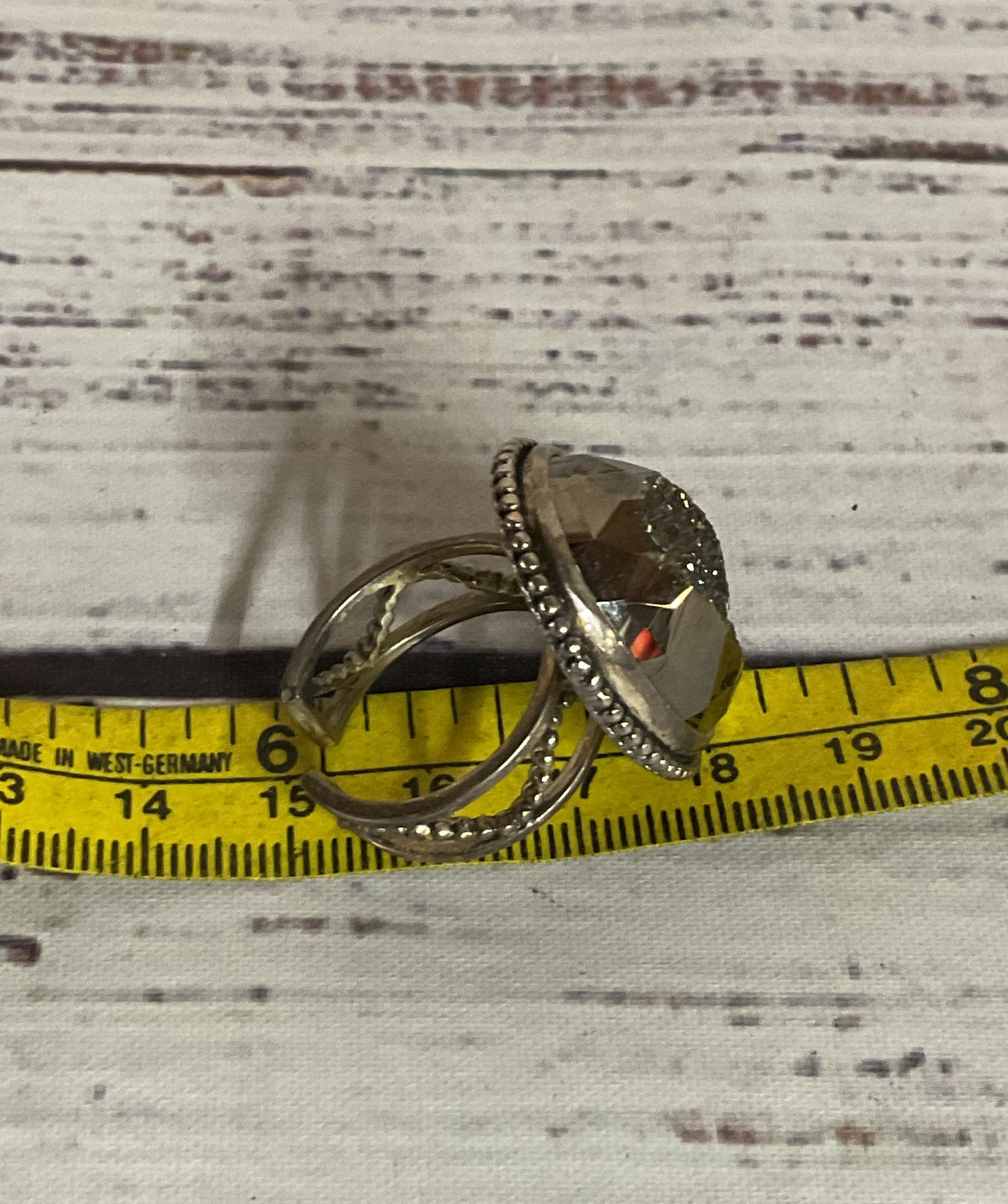 COLLEEN LOPEZ CL Sterling Silver Vintage size 9 Adjustable Ring Druzy Quartz