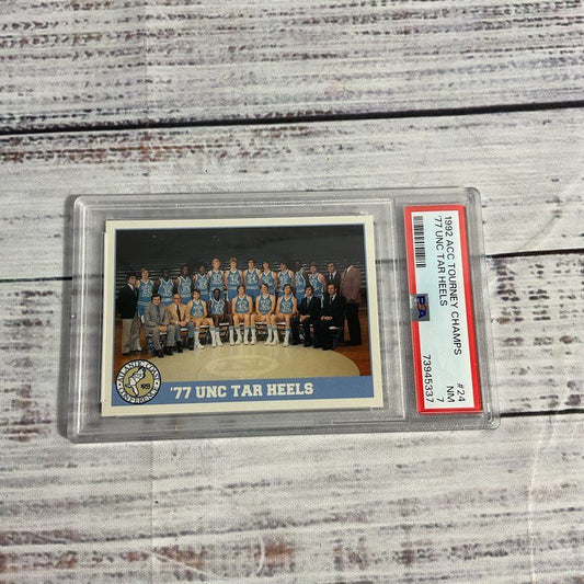 1992 Acc Tourney Champs '77 Unc Tar Heels #24 NM PSA 7 Basketball Trading Card