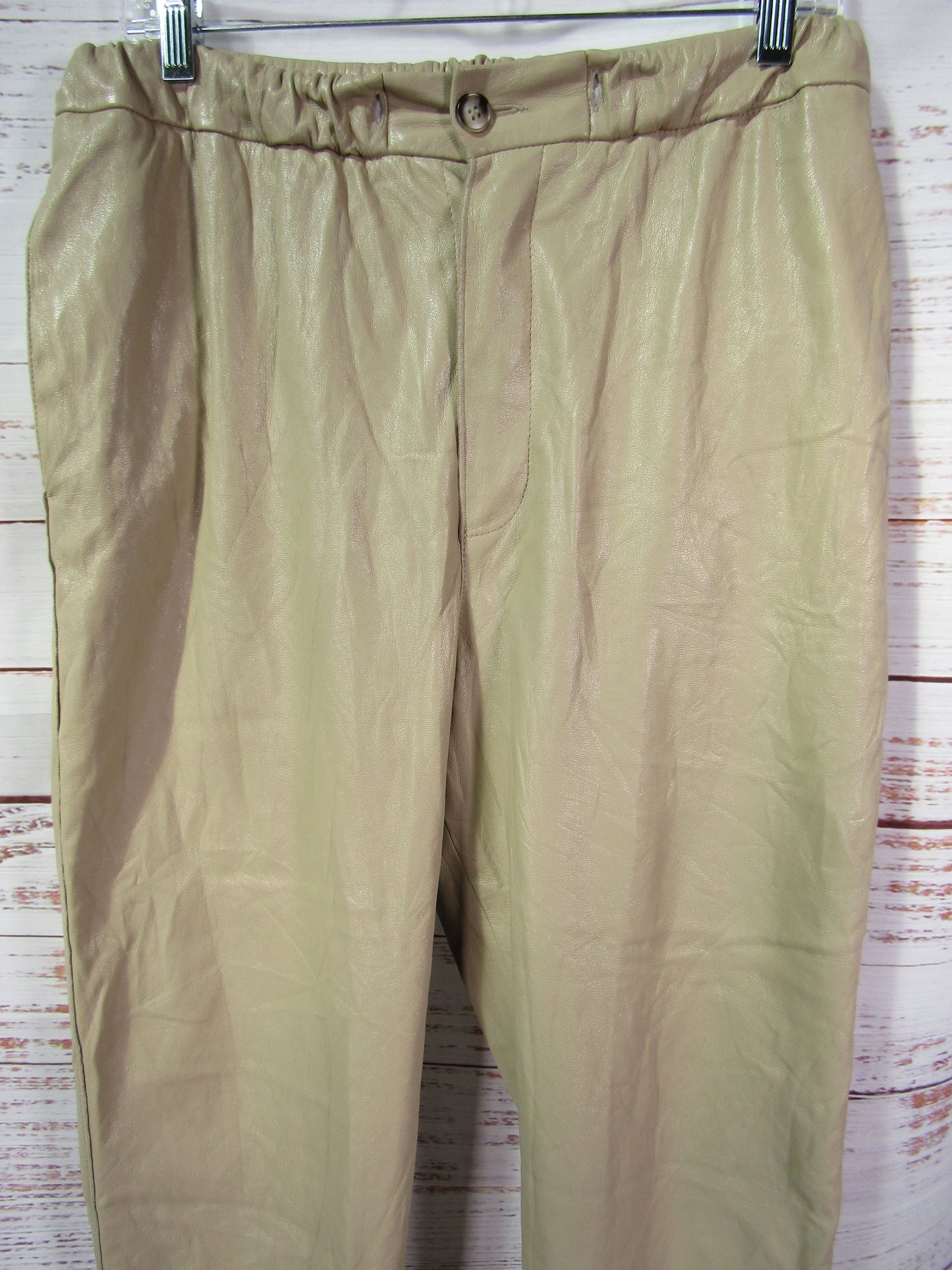 Nanushka Women's Beige Faux Leather Pants Size M