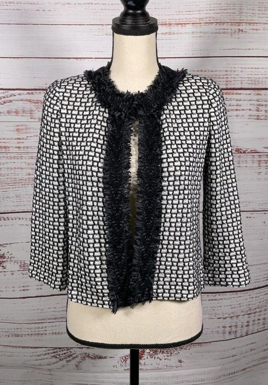 St. John Boutiques Tweed Fringe Jacket Black White 2