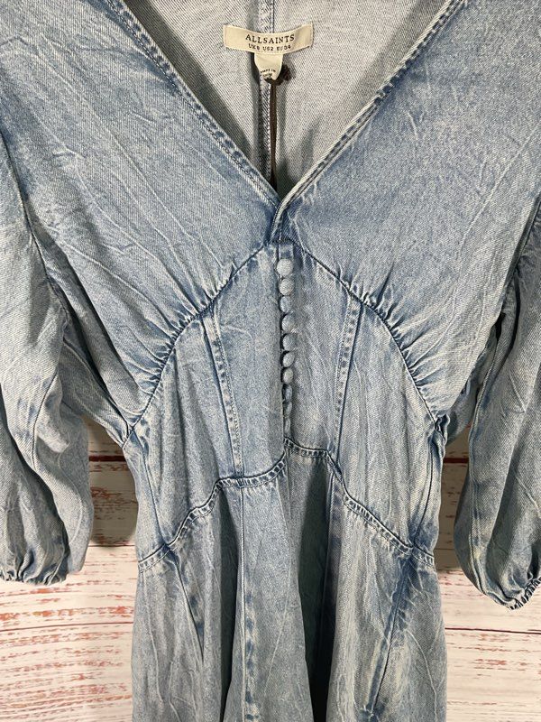 NWT ALLSAINTS Women's Nova Tencel Denim Dress Size 2