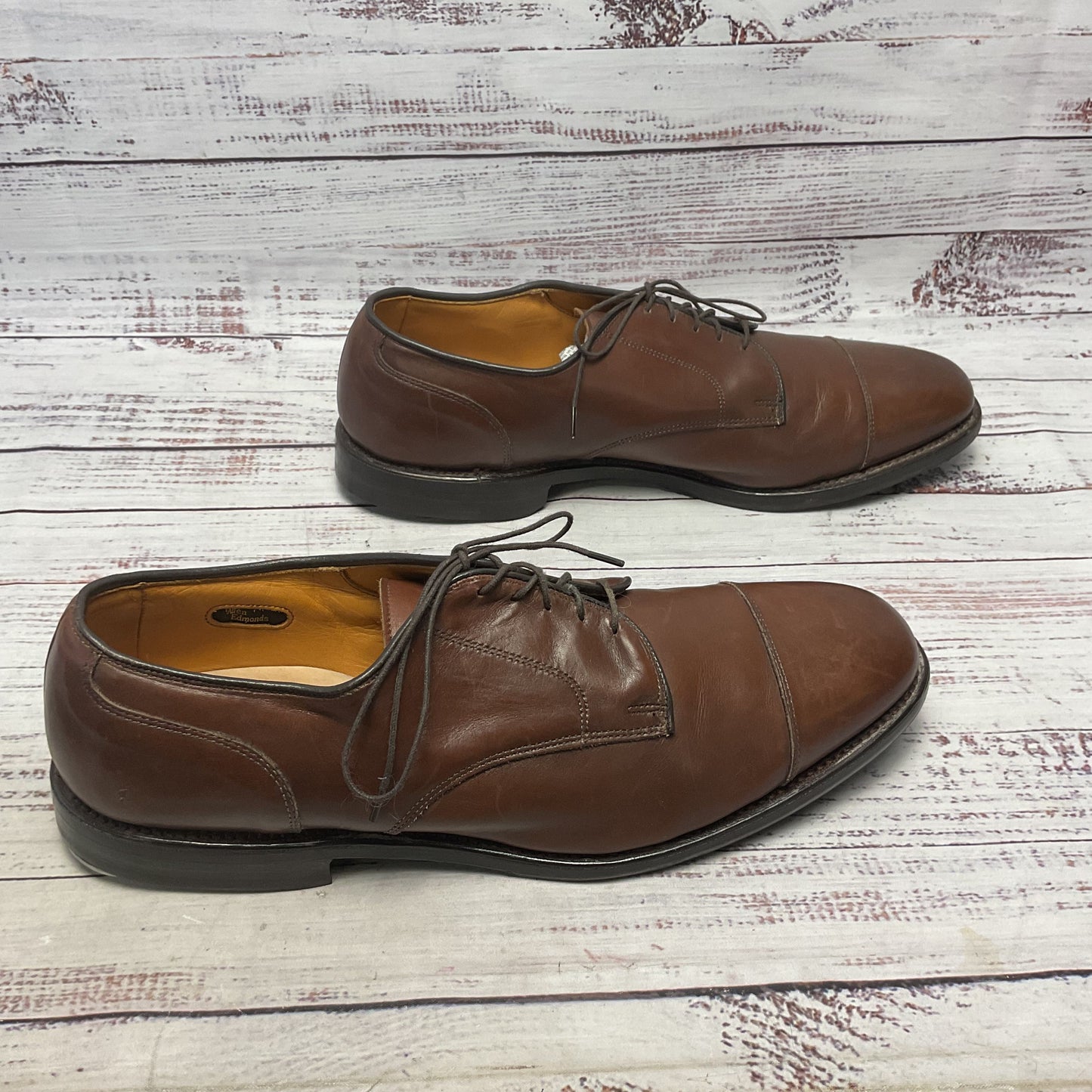 Allen Edmonds Brown Leather Toe Cap Oxford Dress Shoe Men Size 12