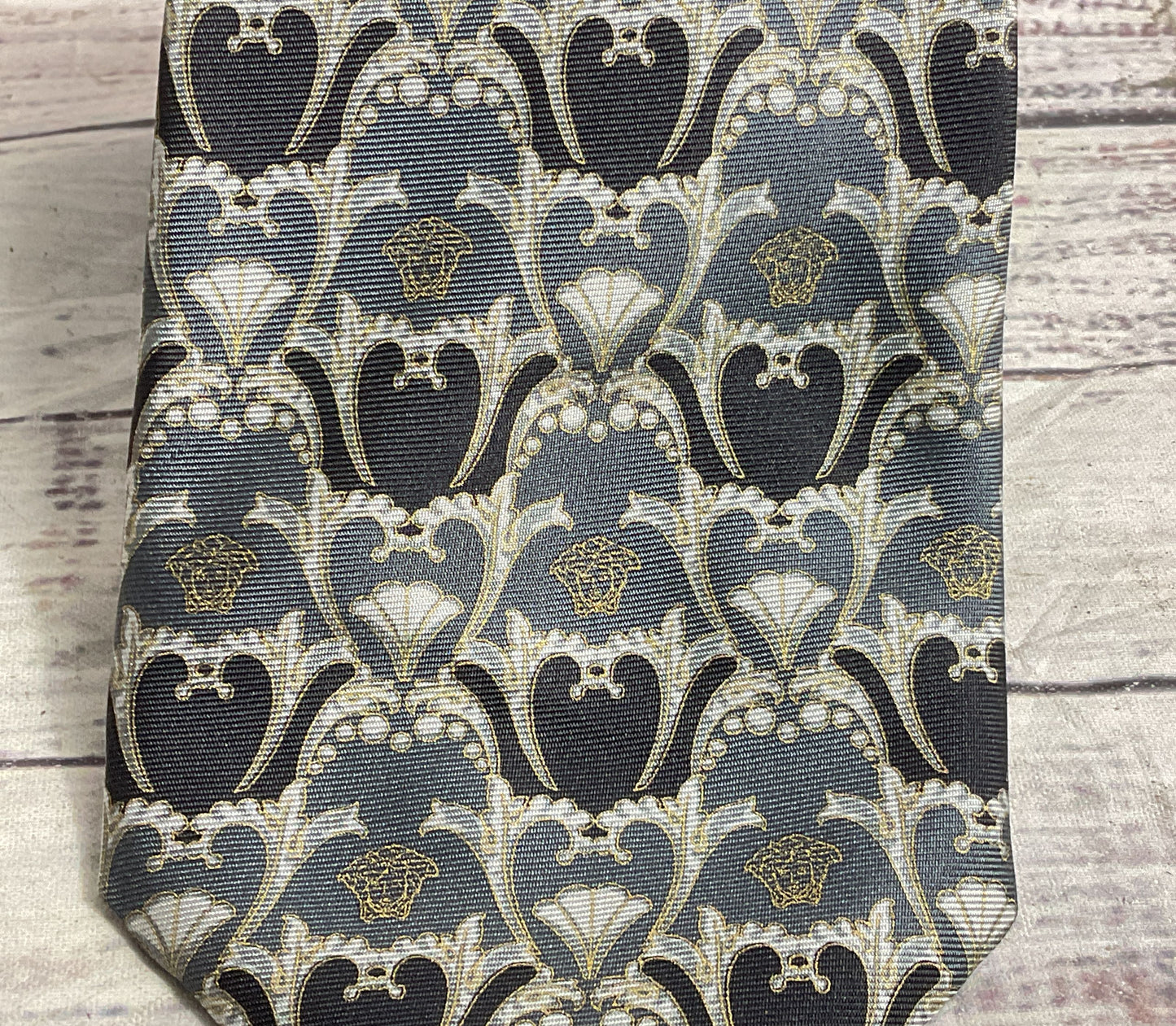 Versace Men's Silk Logo Patterned Tie Multicolor OS