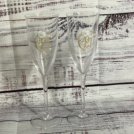 Set of 2 PERRIER JOUEL Champagne Glasses- 8"