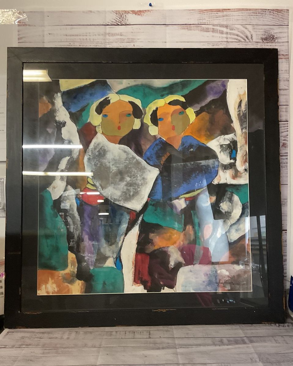 VTG. Signed XIAO JIAHONG Two Women In Kimono's Gouache/Watercolor Painting