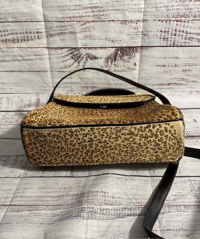 Vintage Mario Valentino Leopard Print Ponyhair Shoulder Bag