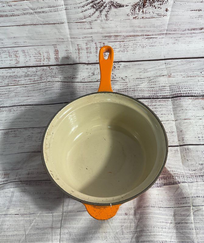 Vintage Le Creuset France #18 Sauce Pan Pot Orange Enamel France-No Lid