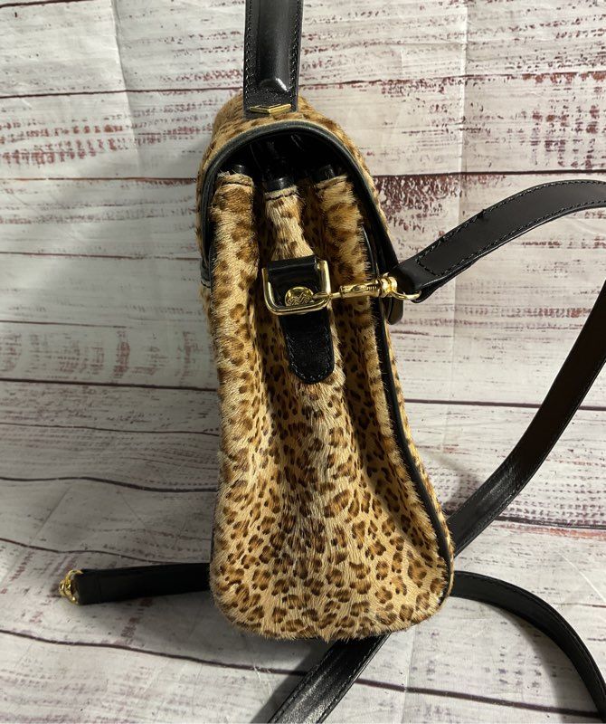 Vintage Mario Valentino Leopard Print Ponyhair Shoulder Bag