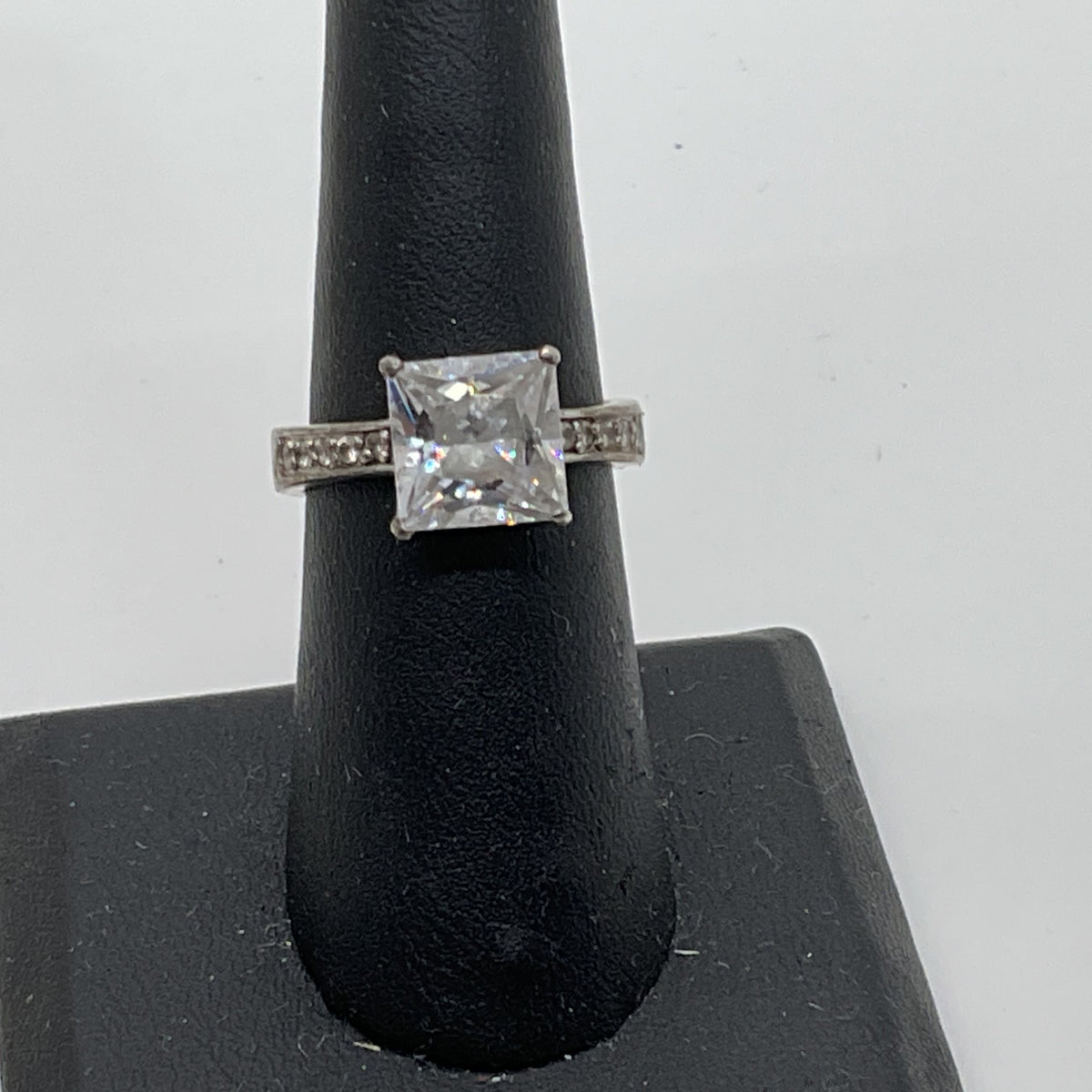 Sterling Silver & Rhinestone SZ 6.75 Ring- 4.73g