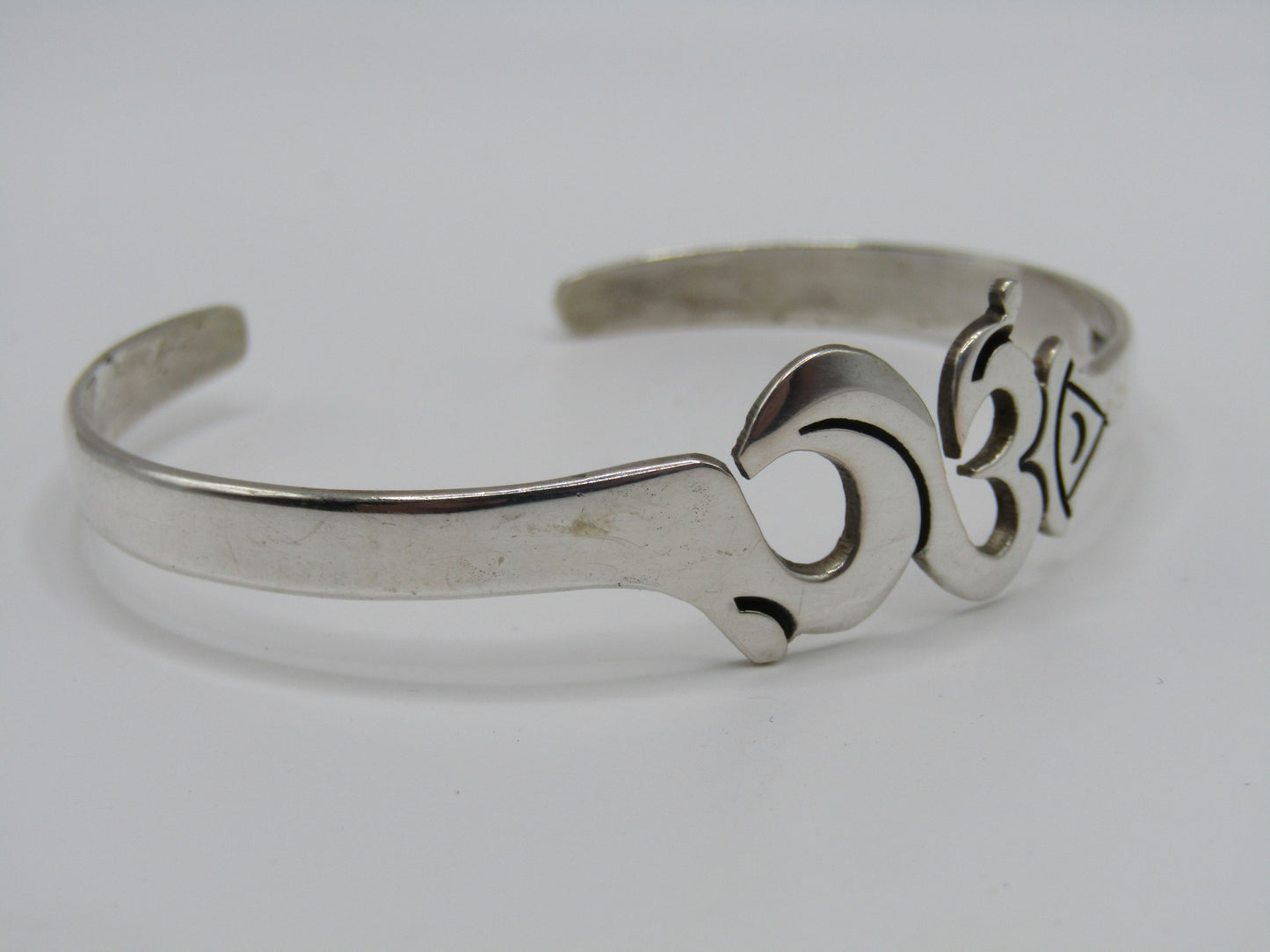 Sterling Silver Aum Om Cuff Bracelet