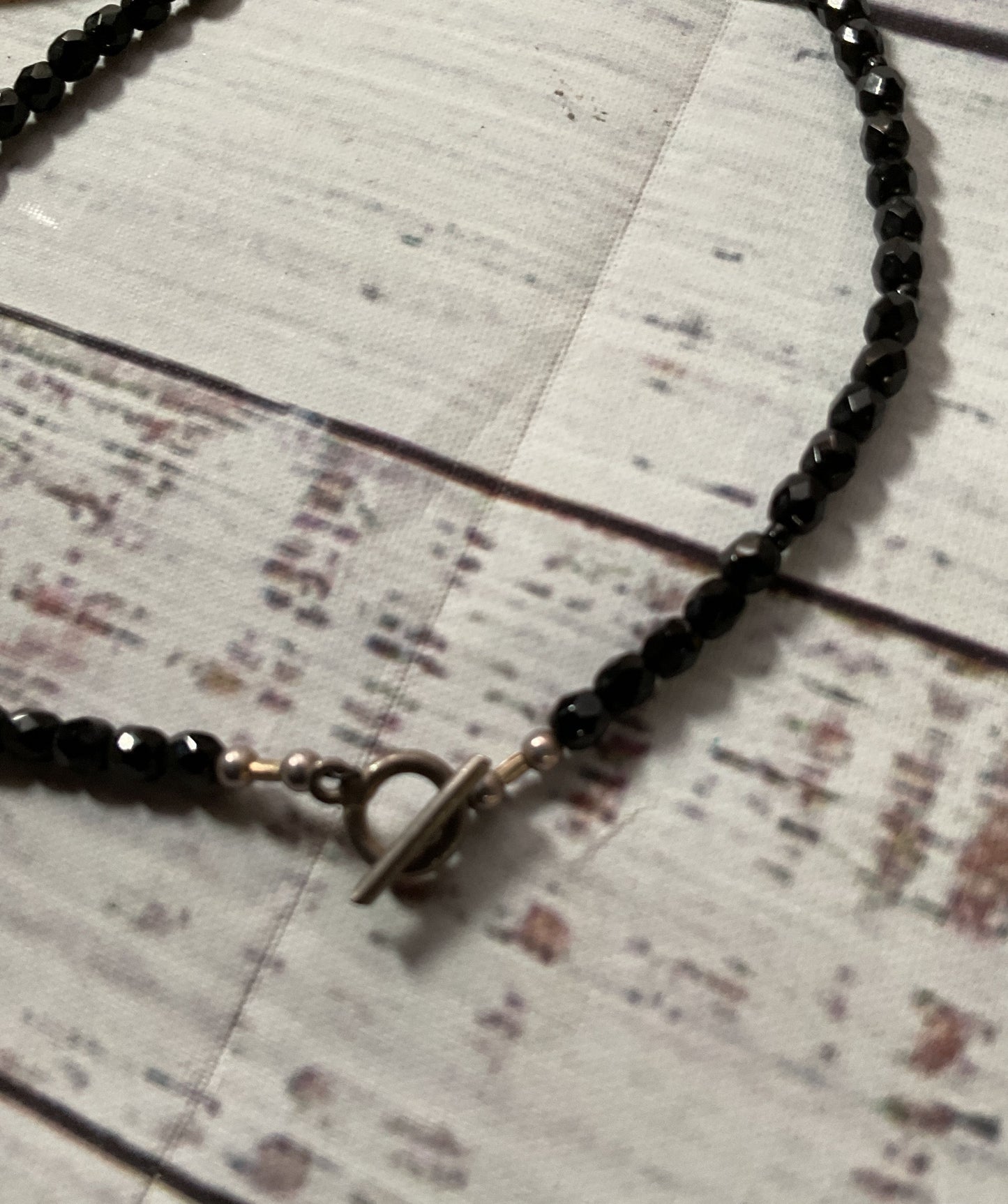 Black Onyx Beaded Sterling Silver Vintage Necklace