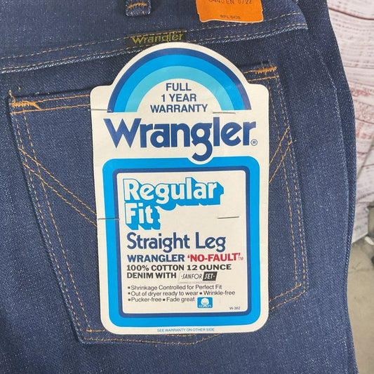 Vintage 80s Deadstock Wrangler 12 oz Straight Leg Regular Fit Jeans - Size 29x36