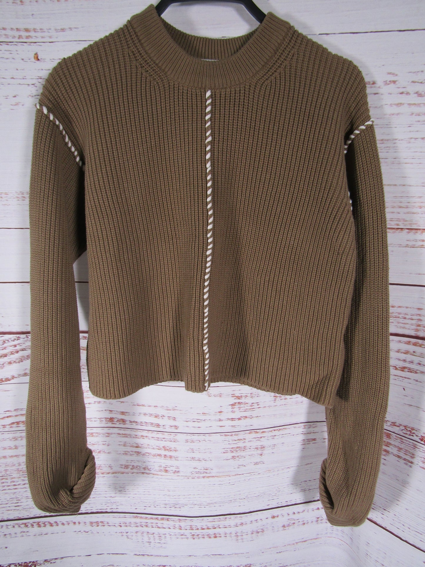 Ninety Percent Net Sustain Iris Women's Brown Cotton Blend Knit Sweater Size S