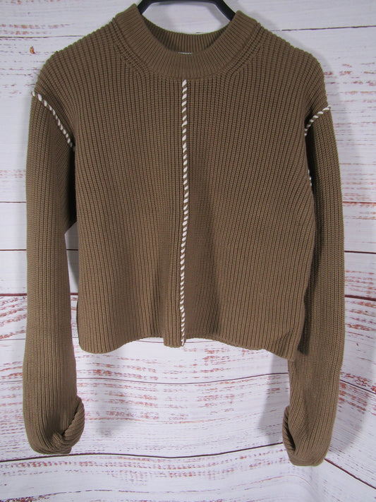 Ninety Percent Net Sustain Iris Women's Brown Cotton Blend Knit Sweater Size S