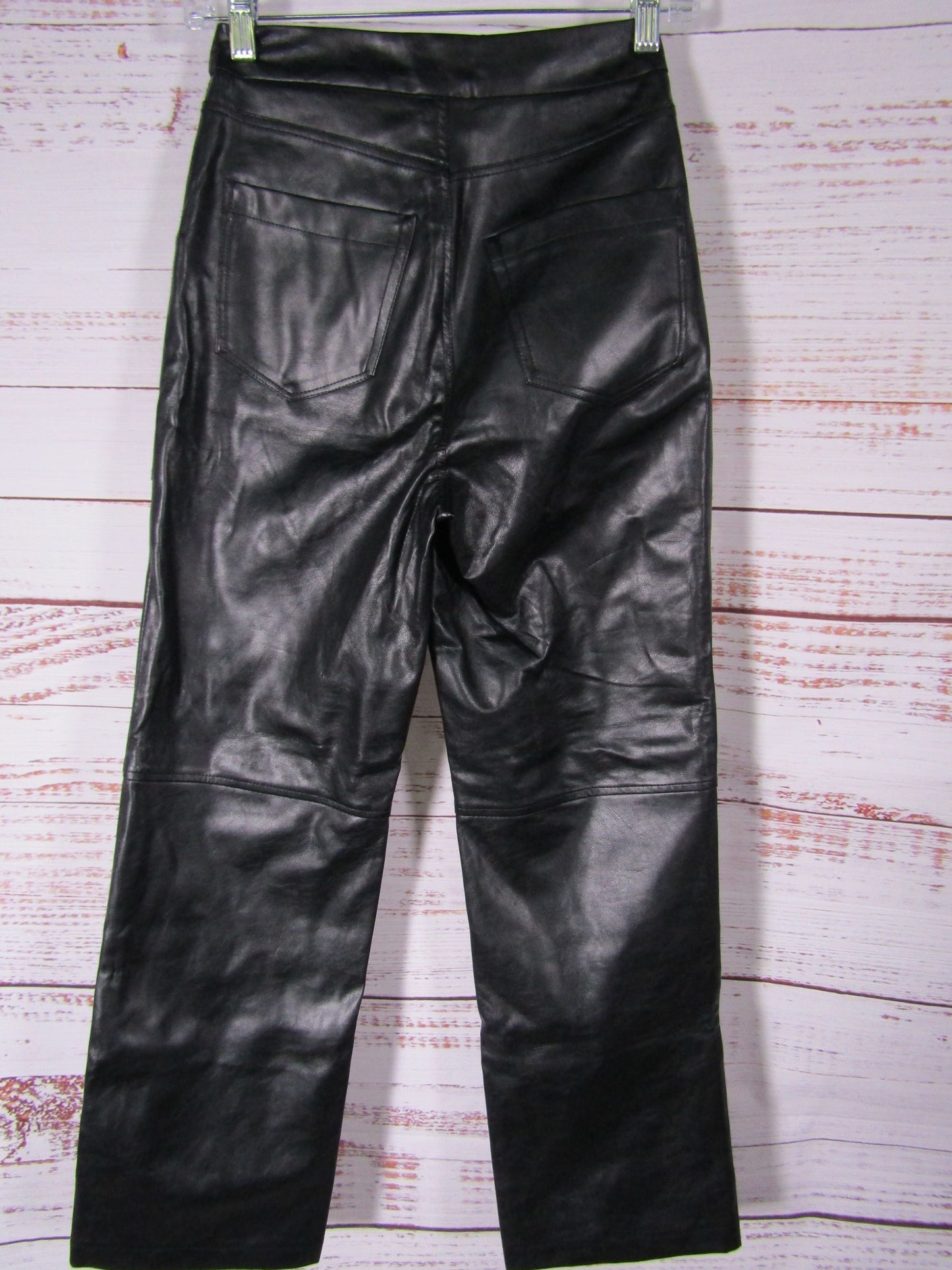 Blank NYC The Baxter Women's Black Faux Leather Cargo Bootcut Pants Size 24
