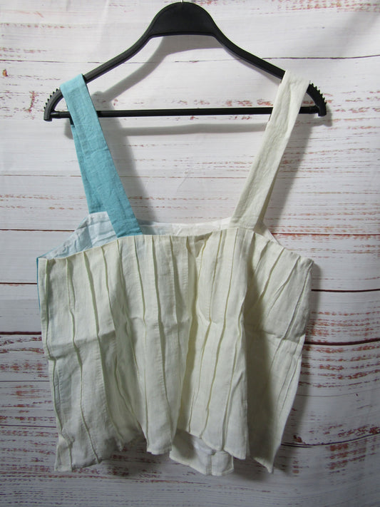 Mara Hoffman Tomoe Women's White & Blue Linen Cropped Tank Top Size S