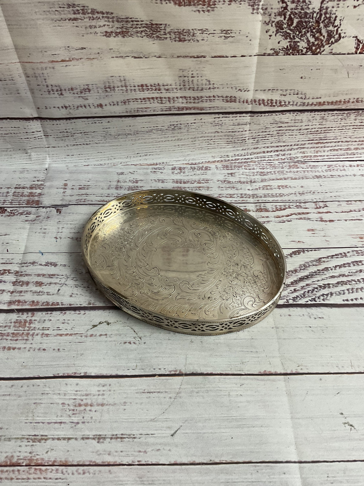 Made In England Silver Plated Rimmed Tray