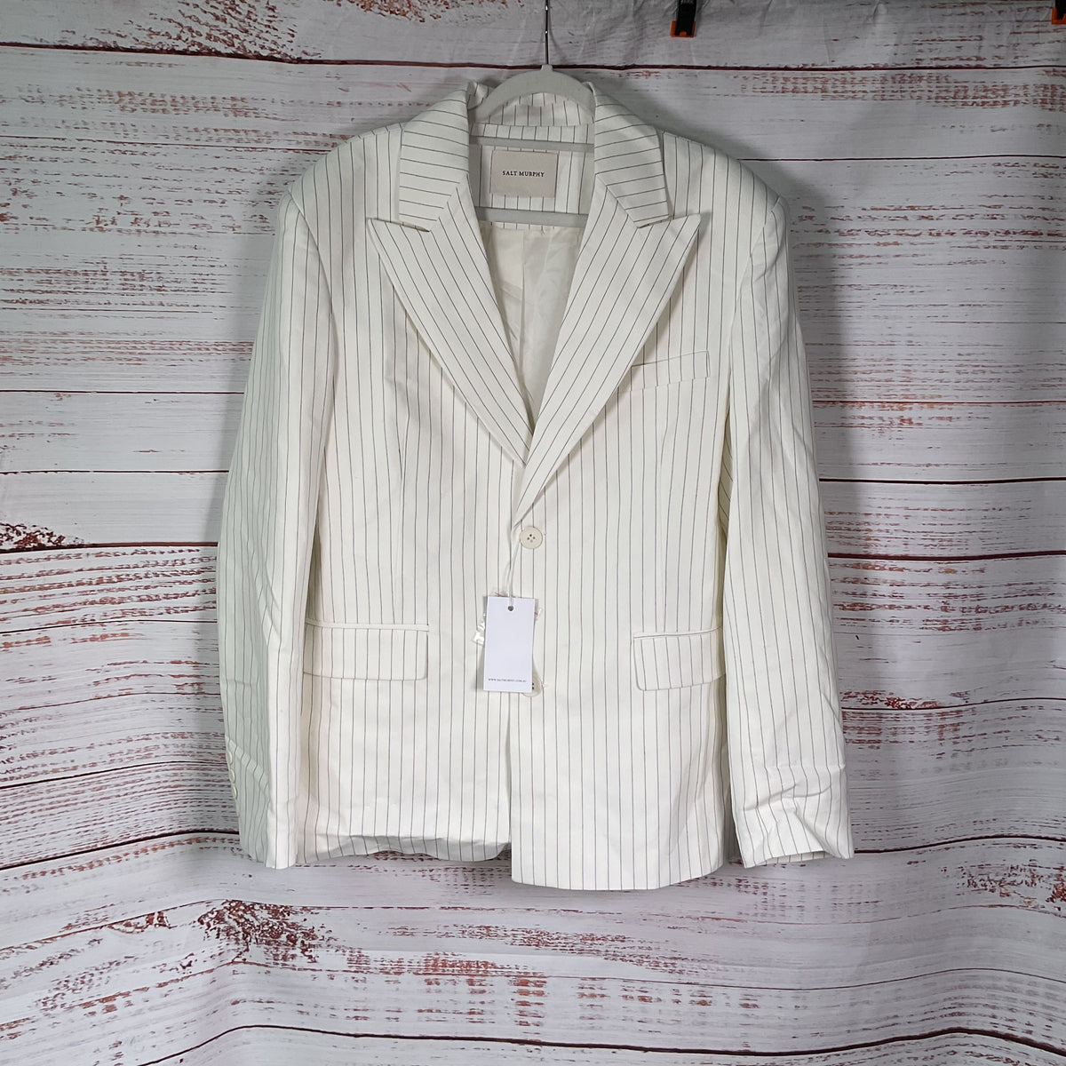 Salt Murphy White Pin Stripe Oversized Large Blazer Jacket - Size 36 New 2/2