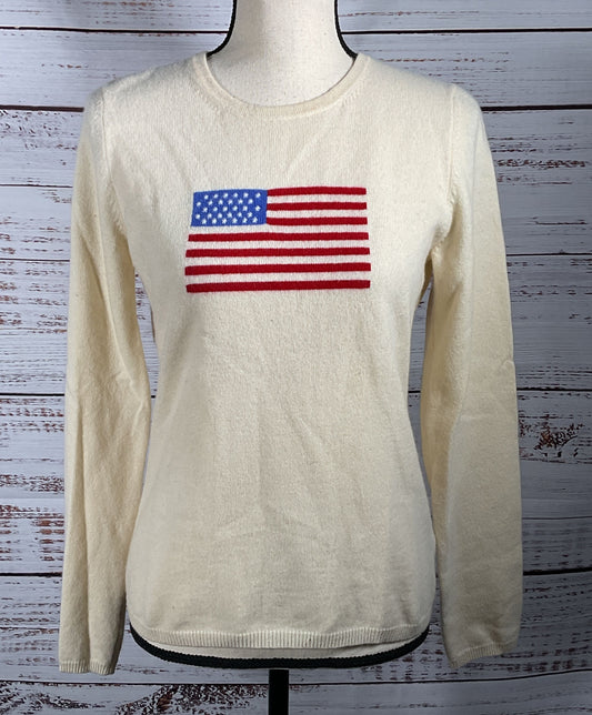Sutton Studio Vintage Cashmere American Flag Sweater Multicolor M