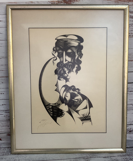 Moshe Bernstein Father & Son Print Artist Signed