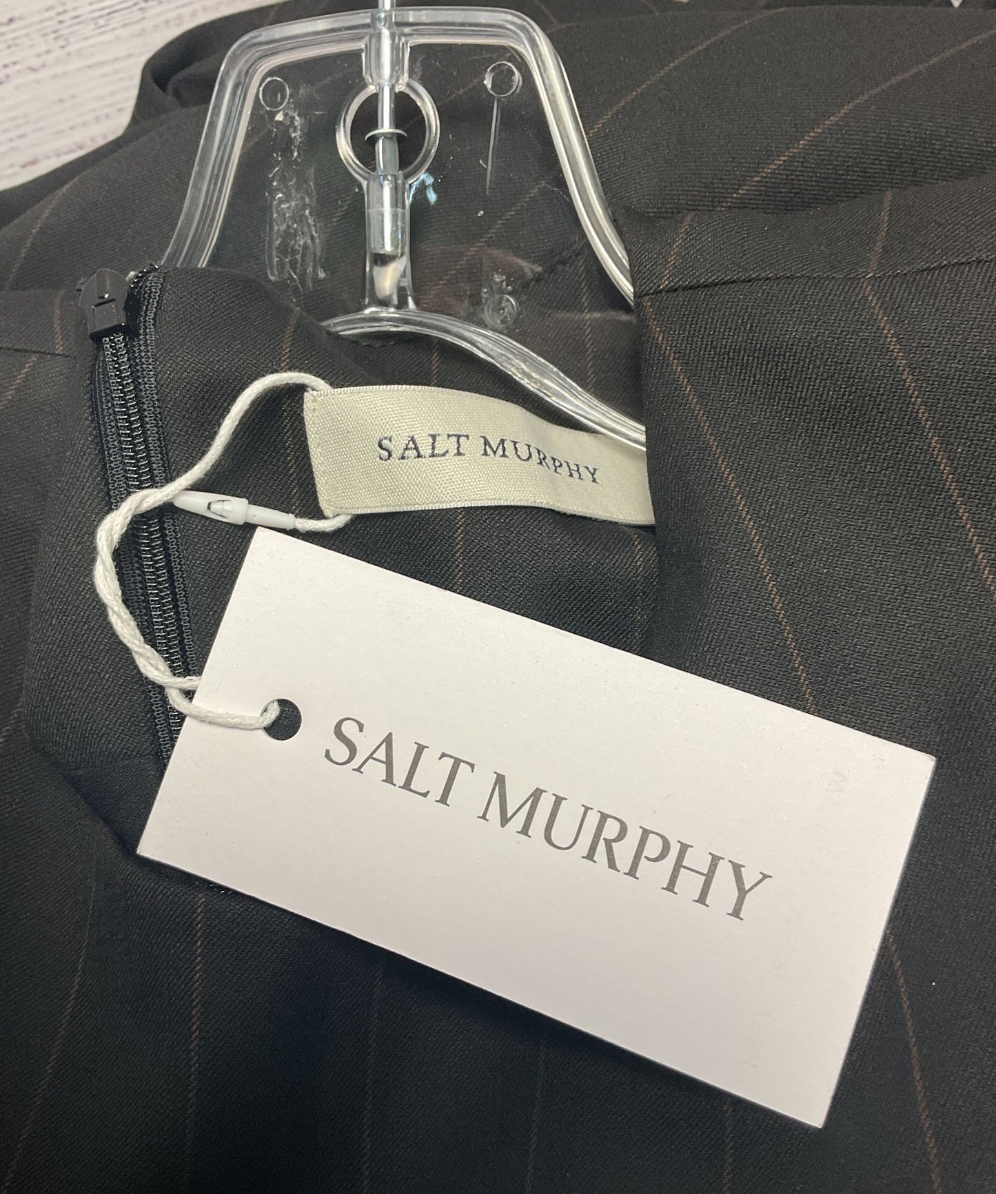 Salt Murphy Black Brown Pinstripe Long Sleeve Shoulder Pad Jacket - Size XL