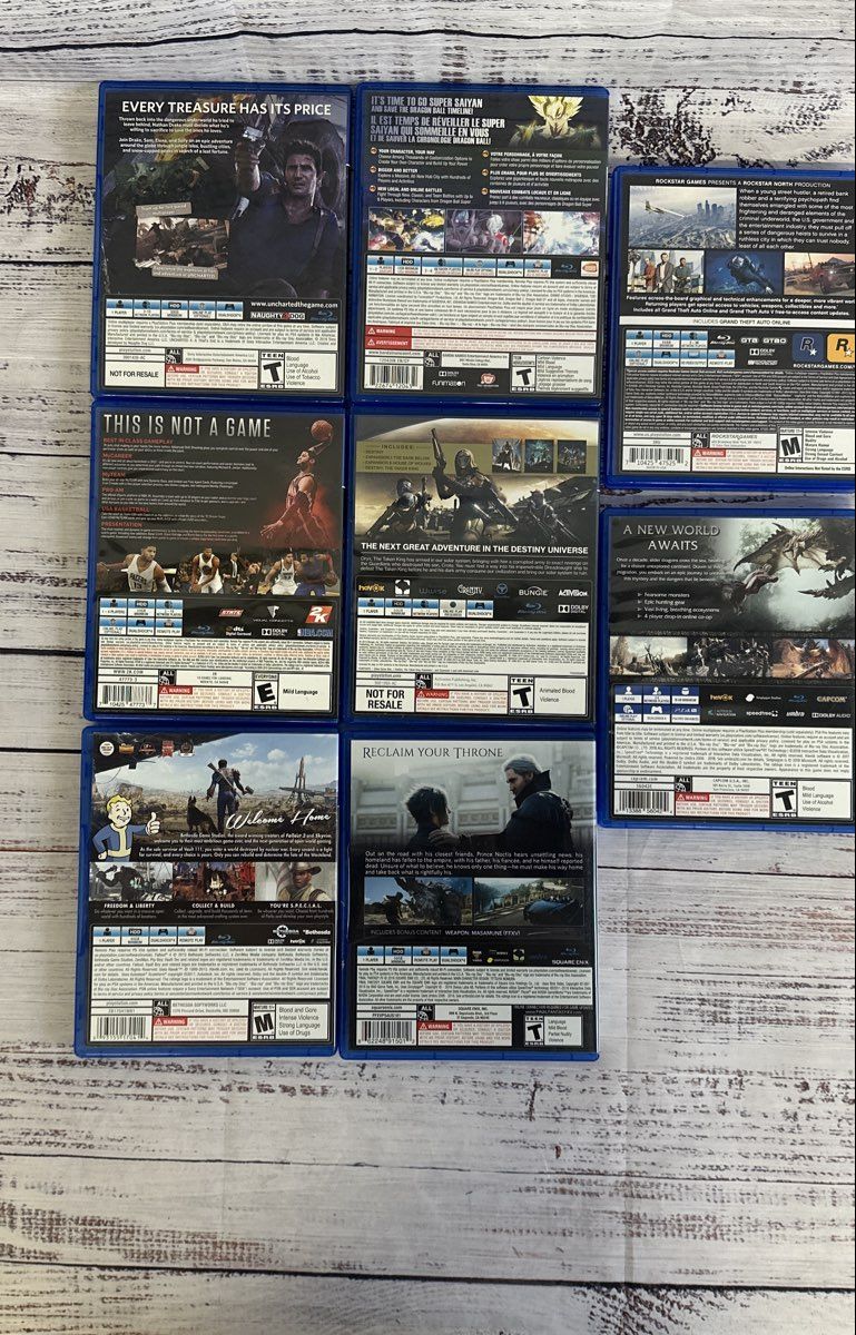 Sony Playstation 4- 8 game lot- Final Fantasy XV, Fallout 4, GTA 5, NBA 2K17