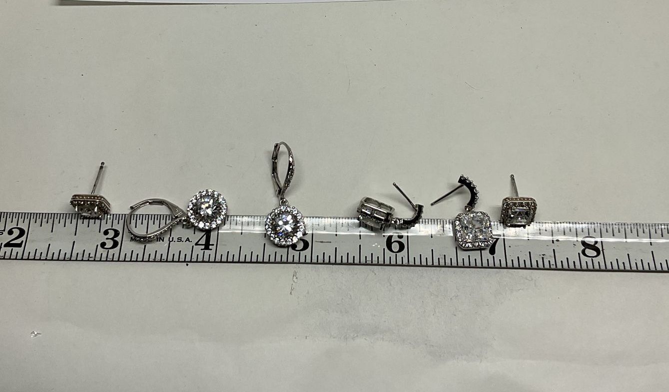 Lot 3 Sterling Silver Earrings with Rhinestones