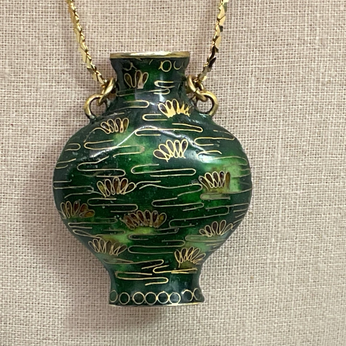 MONET Cloisonne Snuff Bottle Pendant 19" Chain Necklace (MISSING TOP)