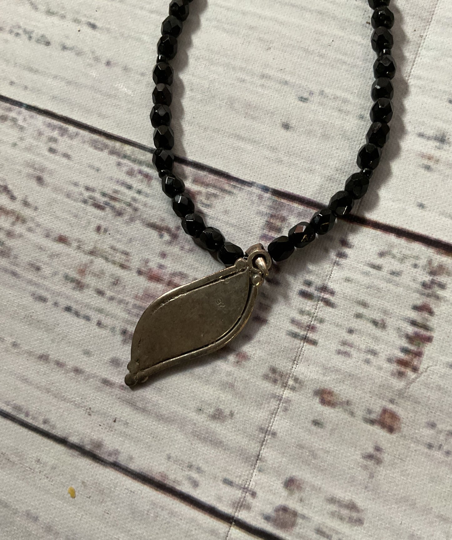 Black Onyx Beaded Sterling Silver Vintage Necklace