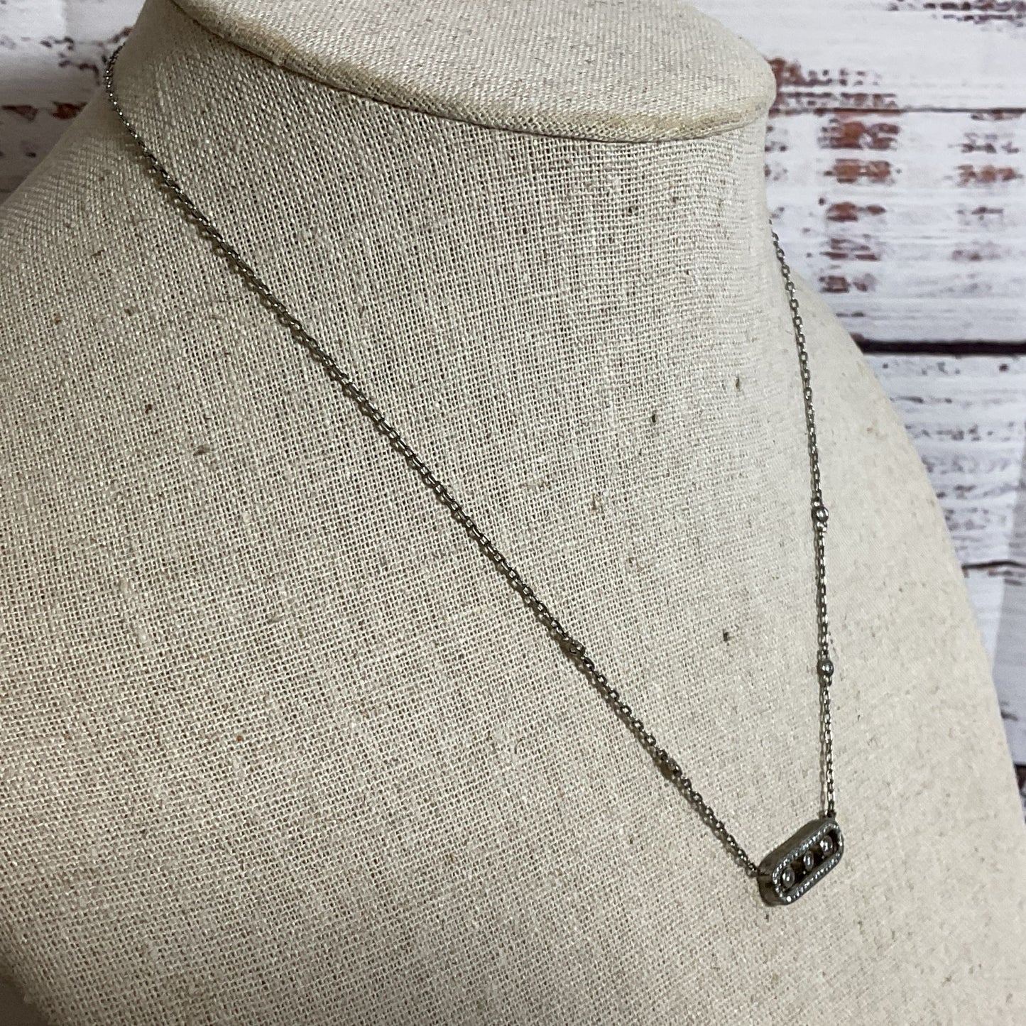 MESSIKA X GIGI HADID Silver Tone & Rhinestone Pendant Necklace-18"
